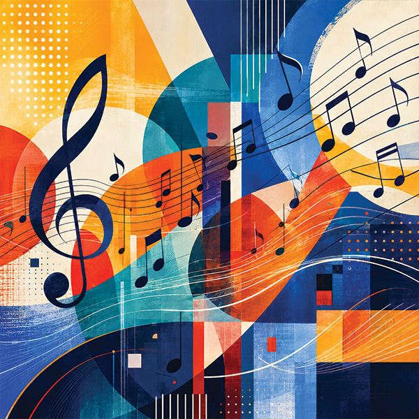 Colorful abstract musical notation