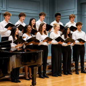 Teenagers singing in a chorus