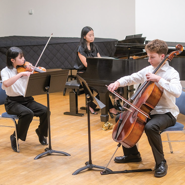 Violin, piano and cello student trio