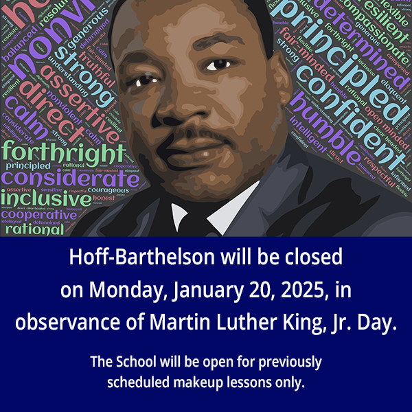 Drawing of Martin Luther King Jr. with text about school closing