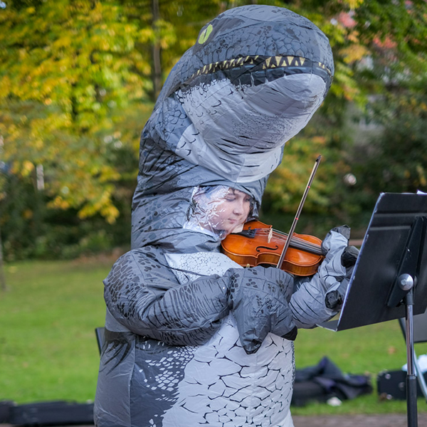Halloween Violin Playing Dinosaur