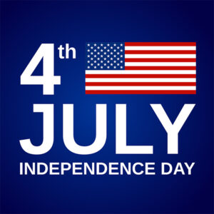 Blue background with text July 4 Independence Day