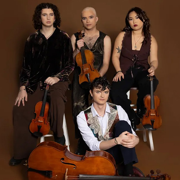 Quartet of young adults with string instruments