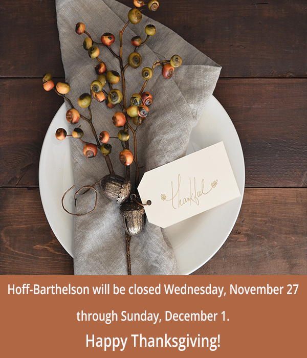 Fall bouquet with Thanksgiving closing information