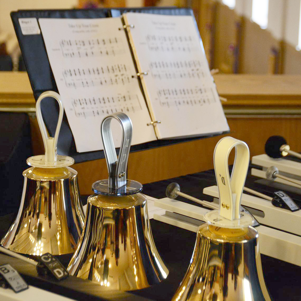 handbells and music stand